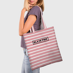 Сумка-шопер Black Pink: Striped Geometry, цвет: 3D-принт — фото 2
