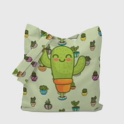 Сумка-шопер Веселый кактус, цвет: 3D-принт