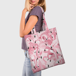 Сумка-шопер Розовый фламинго, цвет: 3D-принт — фото 2