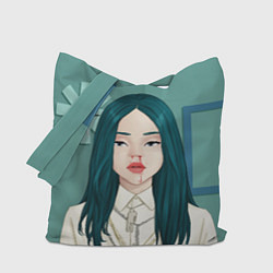 Сумка-шопер Billie Eilish: Turquoise Hair, цвет: 3D-принт