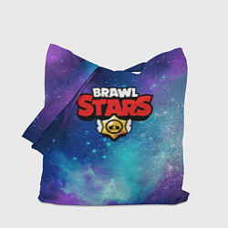 Сумка-шопер BRAWL STARS лого в космосе, цвет: 3D-принт