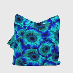 Сумка-шопер Голубые хризантемы, цвет: 3D-принт
