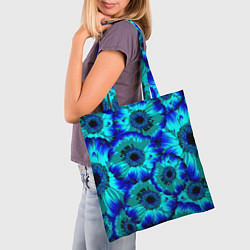 Сумка-шопер Голубые хризантемы, цвет: 3D-принт — фото 2