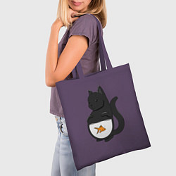 Сумка-шопер Довольный кот, цвет: 3D-принт — фото 2