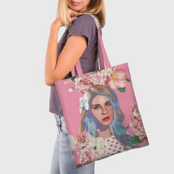 Сумка-шопер Лана дел рей в цветах, цвет: 3D-принт — фото 2