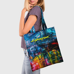 Сумка-шопер Сyberpunk City, цвет: 3D-принт — фото 2