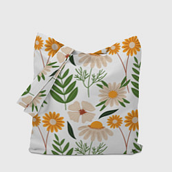 Сумка-шопер Цветы и листья, цвет: 3D-принт