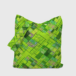 Сумка-шопер Ярко-зеленый абстрактный узор, цвет: 3D-принт