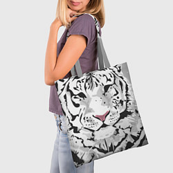Сумка-шопер Белый снежный тигр, цвет: 3D-принт — фото 2