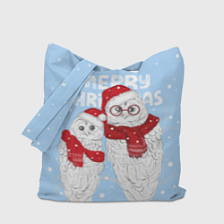 Сумка-шопер С Рождеством! Совы, цвет: 3D-принт