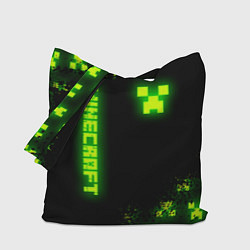 Сумка-шопер MINECRAFT NEON LOGO CREEPER, цвет: 3D-принт