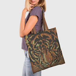 Сумка-шопер Морда тигра на весь экран, цвет: 3D-принт — фото 2