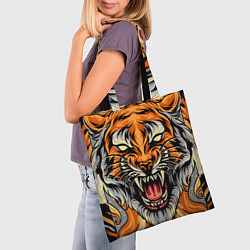 Сумка-шопер Символ года тигр в гневе, цвет: 3D-принт — фото 2