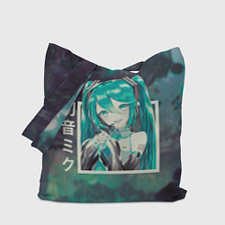 Сумка-шопер Мику Хацунэ в квадрате , вокалоид, цвет: 3D-принт
