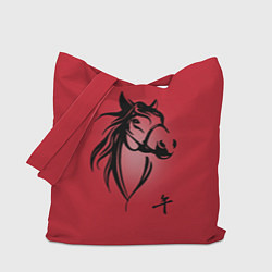 Сумка-шопер Огненная лошадь с иероглифом, цвет: 3D-принт