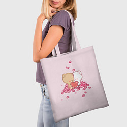 Сумка-шопер Влюблённые Плюшевые Мишки Сердца, цвет: 3D-принт — фото 2