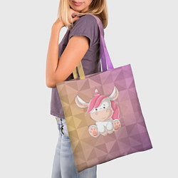 Сумка-шопер Единорог с розовыми волосами, цвет: 3D-принт — фото 2