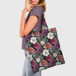 Сумка-шопер Bouquet of flowers pattern, цвет: 3D-принт — фото 2