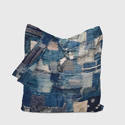Сумка-шопер Patchwork Jeans Осень Зима 2023, цвет: 3D-принт