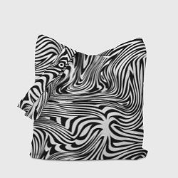 Сумка-шопер Сумасшедшая зебра Абстрактный узор с извилистыми л, цвет: 3D-принт