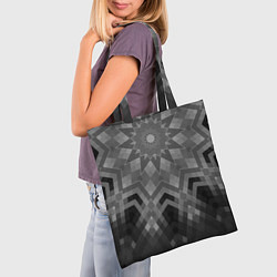 Сумка-шопер Серый геометрический орнамент-калейдоскоп, цвет: 3D-принт — фото 2