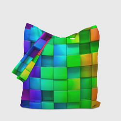 Сумка-шопер РАЗНОЦВЕТНЫЕ КУБИКИ MULTICOLORED CUBES, цвет: 3D-принт