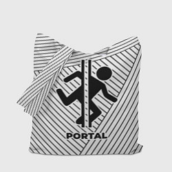 Сумка-шопер Символ Portal на светлом фоне с полосами, цвет: 3D-принт