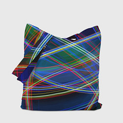 Сумка-шопер Разноцветные неоновые линии Абстракция Multicolore, цвет: 3D-принт