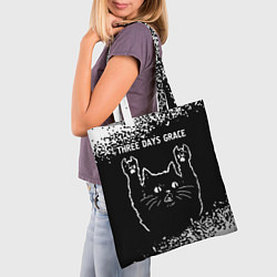 Сумка-шопер Группа Three Days Grace и Рок Кот, цвет: 3D-принт — фото 2