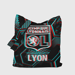 Сумка-шопер Lyon FC в стиле Glitch на темном фоне, цвет: 3D-принт