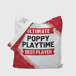 Сумка-шопер Poppy Playtime: красные таблички Best Player и Ult, цвет: 3D-принт