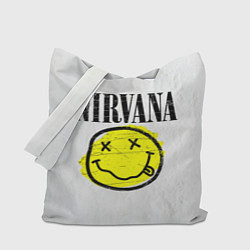 Сумка-шопер Nirvana логотип гранж, цвет: 3D-принт