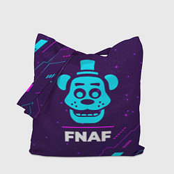 Сумка-шопер Символ FNAF в неоновых цветах на темном фоне, цвет: 3D-принт