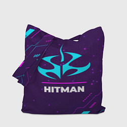 Сумка-шопер Символ Hitman в неоновых цветах на темном фоне, цвет: 3D-принт