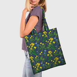 Сумка-шопер Одуванчики и другие полевые цветы - ботанический п, цвет: 3D-принт — фото 2