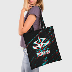 Сумка-шопер Hitman в стиле Glitch и Баги Графики на темном фон, цвет: 3D-принт — фото 2