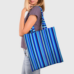 Сумка-шопер Сине голубые полосы, цвет: 3D-принт — фото 2