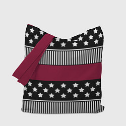 Сумка-шопер Burgundy black striped pattern, цвет: 3D-принт