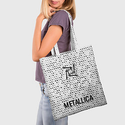 Сумка-шопер Metallica glitch на светлом фоне: символ сверху на, цвет: 3D-принт — фото 2