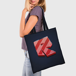 Сумка-шопер Roblox red - Роблокс полосатый логотип, цвет: 3D-принт — фото 2