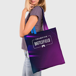 Сумка-шопер Battlefield gaming champion: рамка с лого и джойст, цвет: 3D-принт — фото 2