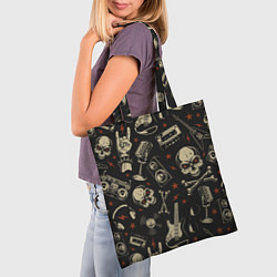 Сумка-шопер Черепа гранж, цвет: 3D-принт — фото 2