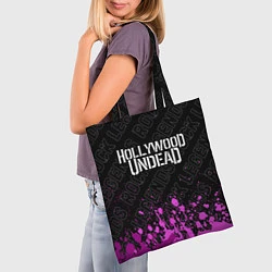 Сумка-шопер Hollywood Undead rock legends: символ сверху, цвет: 3D-принт — фото 2