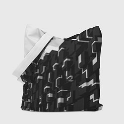 Сумка-шопер Кубизм Фигуры в трехмерном пространстве в черно-бе, цвет: 3D-принт