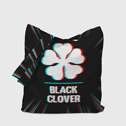 Сумка-шопер Символ Black Clover в стиле glitch на темном фоне, цвет: 3D-принт