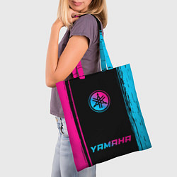 Сумка-шопер Yamaha - neon gradient: символ, надпись, цвет: 3D-принт — фото 2