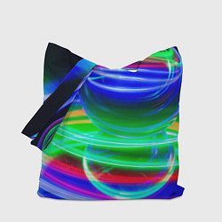 Сумка-шопер Волнообразные абстрактные линии и шары, цвет: 3D-принт