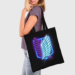 Сумка-шопер Attack on Titan neon logo, цвет: 3D-принт — фото 2