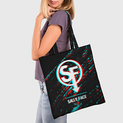 Сумка-шопер Sally Face в стиле glitch и баги графики на темном, цвет: 3D-принт — фото 2