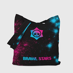 Сумка-шопер Brawl Stars - neon gradient: символ, надпись, цвет: 3D-принт